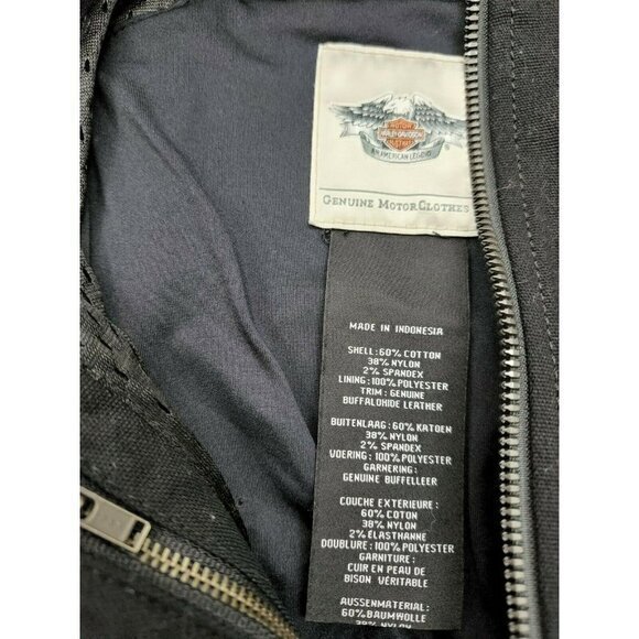 Harley Davidson Genuine Buffalo Hide Leather Full Zip Moto Jacket Black Women XL - Picture 5 of 9